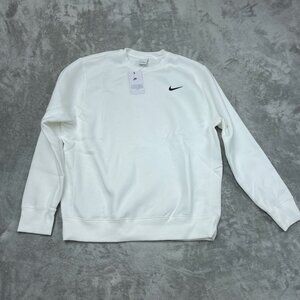 Nike White Crewneck Sweatshirt Large Logo Mens Cotton Blend a1469
